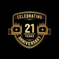 21 years anniversary celebration shield design template. 21st anniversary logo. Vector and illustration. Royalty Free Stock Photo