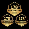 178 years anniversary celebration logotype. 178th anniversary logo collection Royalty Free Stock Photo