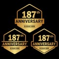 187 years anniversary celebration logotype. 187th anniversary logo collection Royalty Free Stock Photo