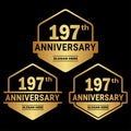 197 years anniversary celebration logotype. 197th anniversary logo collection Royalty Free Stock Photo