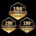 198 years anniversary celebration logotype. 198th anniversary logo collection Royalty Free Stock Photo