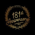 181 years anniversary celebration with laurel wreath. 181st anniversary logo. Royalty Free Stock Photo