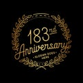 183 years anniversary celebration with laurel wreath. 183rd anniversary logo. Royalty Free Stock Photo