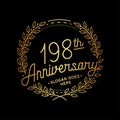 198 years anniversary celebration with laurel wreath. 198th anniversary logo. Royalty Free Stock Photo