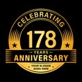 178 years anniversary celebration design template. 178th logo vector illustrations. Royalty Free Stock Photo