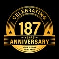 187 years anniversary celebration design template. 187th logo vector illustrations. Royalty Free Stock Photo
