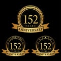 152 years anniversary celebration logotype. 152nd anniversary logo collection. Set of anniversary design template. Royalty Free Stock Photo