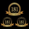 181 years anniversary celebration logotype. 181st anniversary logo collection. Set of anniversary design template. Royalty Free Stock Photo