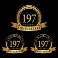 197 years anniversary celebration logotype. 197th anniversary logo collection. Set of anniversary design template. Royalty Free Stock Photo