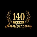 140 years anniversary celebration logotype. 140th anniversary logo. Vector and illustration.