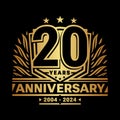 20 years anniversary celebration shield design template. 20th anniversary logo. Vector and illustration. Royalty Free Stock Photo