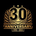 30 years anniversary celebration shield design template. 30th anniversary logo. Vector and illustration. Royalty Free Stock Photo