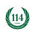 114 years anniversary design template. Elegant anniversary logo design. 114 years logo.