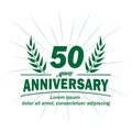 50th anniversary design template. 50th years vector and illustration. Royalty Free Stock Photo