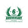 6 years anniversary. Elegant anniversary design. 6th years logo. Royalty Free Stock Photo