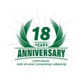 18 years anniversary. Elegant anniversary design. 18th years logo.