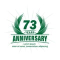 73 years anniversary. Elegant anniversary design. 73rd years logo. Royalty Free Stock Photo