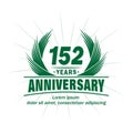 152 years anniversary. Elegant anniversary design. 152nd years logo. Royalty Free Stock Photo