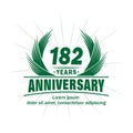 182 years anniversary. Elegant anniversary design. 182nd years logo. Royalty Free Stock Photo