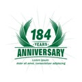 184 years anniversary. Elegant anniversary design. 184th years logo. Royalty Free Stock Photo