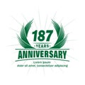 187 years anniversary. Elegant anniversary design. 187th years logo. Royalty Free Stock Photo