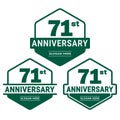 71 years anniversary celebration logotype. 71st anniversary logo collection Royalty Free Stock Photo
