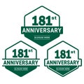 181 years anniversary celebration logotype. 181st anniversary logo collection Royalty Free Stock Photo