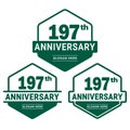 197 years anniversary celebration logotype. 197th anniversary logo collection Royalty Free Stock Photo