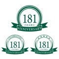 181 years anniversary celebration logotype. 181st anniversary logo collection. Set of anniversary design template. Royalty Free Stock Photo