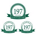 197 years anniversary celebration logotype. 197th anniversary logo collection. Set of anniversary design template. Royalty Free Stock Photo