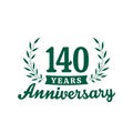 140 years anniversary celebration logotype. 140th anniversary logo. Vector and illustration.