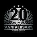 20 years anniversary celebration shield design template. 20th anniversary logo. Vector and illustration. Royalty Free Stock Photo