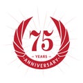 75 years anniversary design template. Elegant anniversary logo design. Seventy-five years logo. Royalty Free Stock Photo