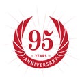 95 years anniversary design template. Elegant anniversary logo design. Ninety five years logo.