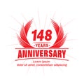 148 years anniversary. Elegant anniversary design. 148th years logo.