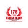 178 years anniversary. Elegant anniversary design. 178th years logo. Royalty Free Stock Photo
