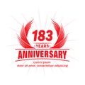 183 years anniversary. Elegant anniversary design. 183rd years logo. Royalty Free Stock Photo
