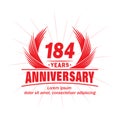184 years anniversary. Elegant anniversary design. 184th years logo. Royalty Free Stock Photo