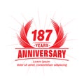 187 years anniversary. Elegant anniversary design. 187th years logo. Royalty Free Stock Photo