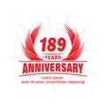 189 years anniversary. Elegant anniversary design. 189th years logo. Royalty Free Stock Photo