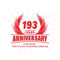 193 years anniversary. Elegant anniversary design. 193rd years logo. Royalty Free Stock Photo