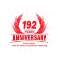192 years anniversary. Elegant anniversary design. 192nd years logo. Royalty Free Stock Photo