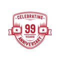 99 years anniversary celebration shield design template. 99th anniversary logo. Vector and illustration. Royalty Free Stock Photo