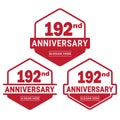192 years anniversary celebration logotype. 192nd anniversary logo collection Royalty Free Stock Photo