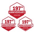 197 years anniversary celebration logotype. 197th anniversary logo collection Royalty Free Stock Photo