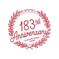 183 years anniversary celebration with laurel wreath. 183rd anniversary logo. Royalty Free Stock Photo