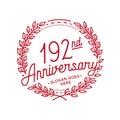 192 years anniversary celebration with laurel wreath. 192nd anniversary logo. Royalty Free Stock Photo