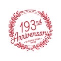 193 years anniversary celebration with laurel wreath. 193rd anniversary logo. Royalty Free Stock Photo
