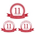 11 years anniversary celebration logotype. 11th anniversary logo collection. Set of anniversary design template. Royalty Free Stock Photo