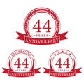 44 years anniversary celebration logotype. 44th anniversary logo collection. Set of anniversary design template. Royalty Free Stock Photo